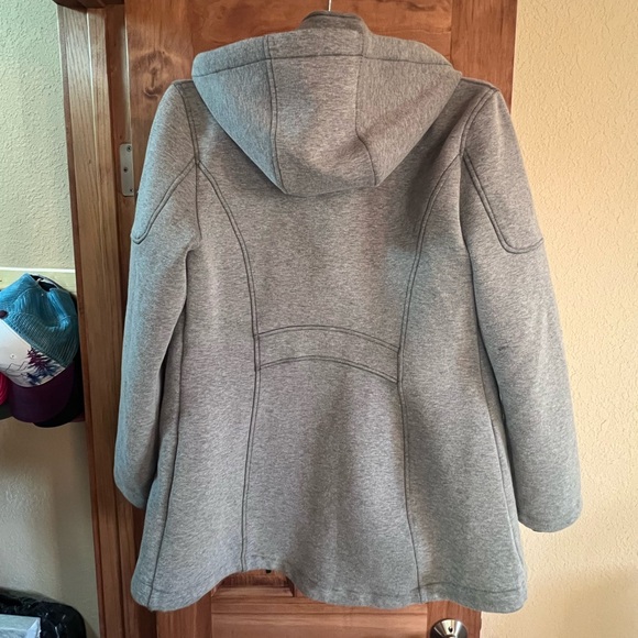 ANDREW MARC Full Zip Up Removable Hood Gray Scuba Hooded Jacket Women's Size M - Picture 6 of 9